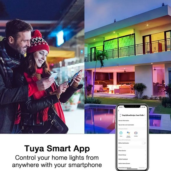 (2Pack) LED TUYA E27 SMART BULB 10W MULTICOLOR DIMMABLE BLUETOOTH/ WIFI BULB - Picture 12 of 13